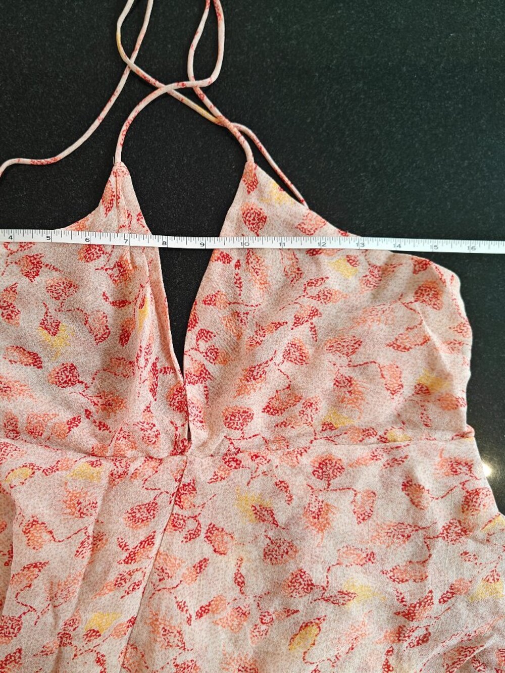 ZARA Floral Layered Ruffle Mini Dress Pink Print Spaghetti Straps Size M - Picture 8 of 8